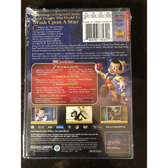 Lot Of 2 Disney Dumbo DVD + Pinocchio Platinum Edition NEW w/ Damaged Cases - Picture 8 of 8